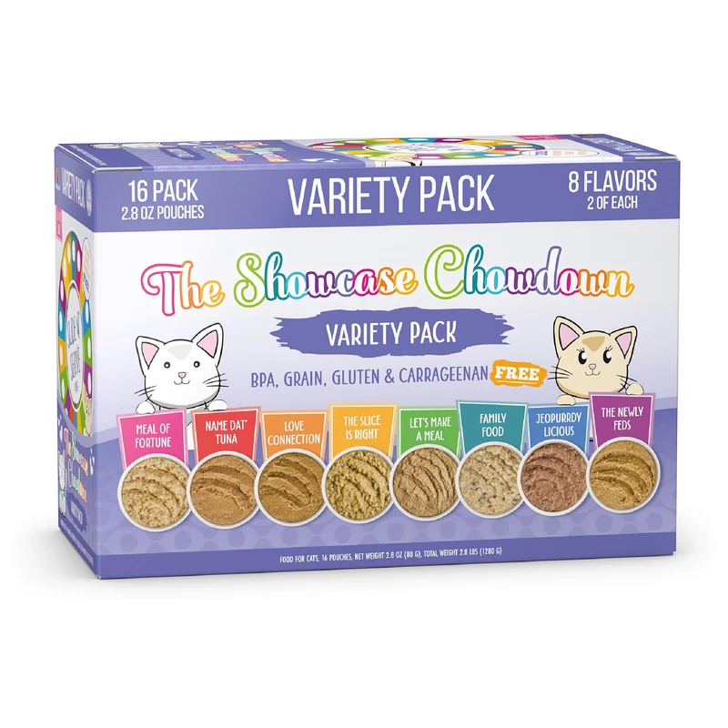 Weruva Slide N' Serve Paté pour Chat – Pack Showcase Chowdown, 16 Sachets de 2,8 oz