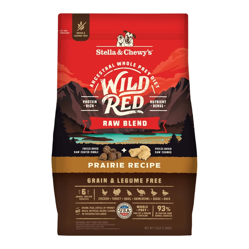 Stella & Chewy's Wild Red - Croquettes enrobées de cru, sans céréales, 6 volailles - 1,59 kg
