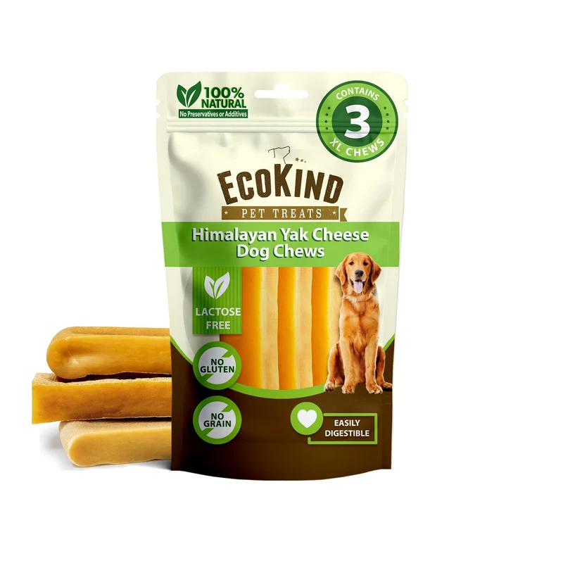 EcoKind Monstre Fromage Yak Himalaya XL – Os Naturel Sans Odeur pour Grands Chiens, Protéine Élevée