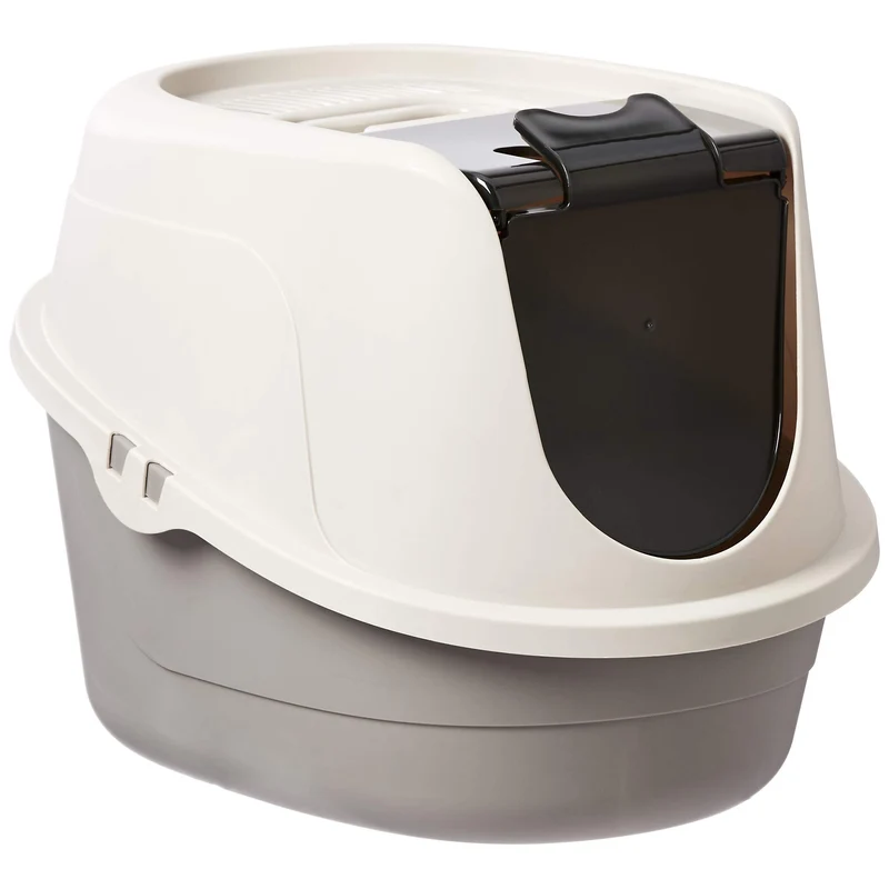 Amazon Basics Boîte de litière fermée avec porte oscillante et contrôle des odeurs – 21 x 16 x 15