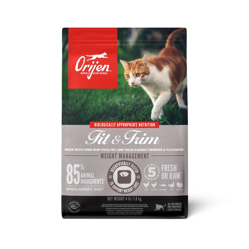 ORIJEN Fit & Trim – Croquettes sans céréales pour chat adulte, haute protéine, 4 lb