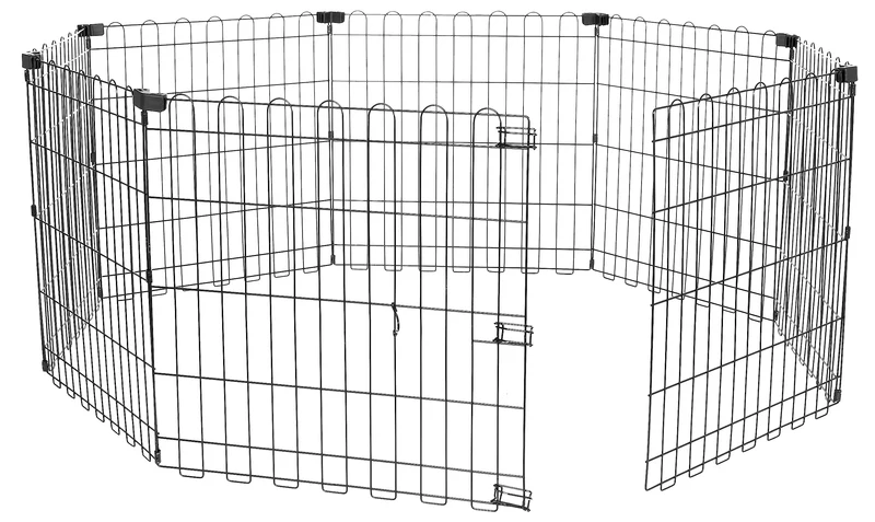 Amazon Basics Barrière d’Exercice Pliable Octogonale – 8 Panneaux, Sans Porte, 24 x 24 po, Noir, pour Chiens Petits