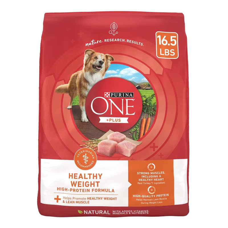Purina ONE Plus Poids Santé – Croquettes Protéines Élevées pour Chien Adulte, 16,5 lb