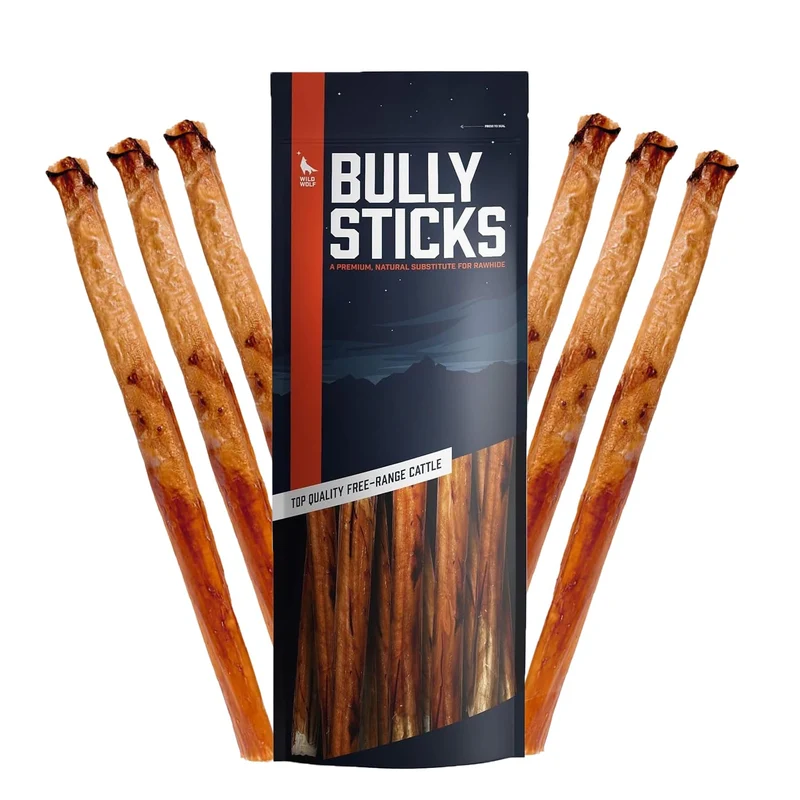 Wild Wolf Bâtons CollaBully 12 pouces (pack de 12) – Bâton et Collagène – Friandise Naturelle pour Chien – Testée en laboratoire et Fabriquée aux États‑Unis