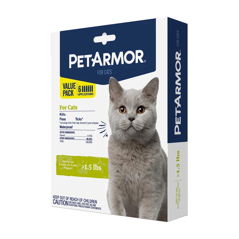 PetArmor Chat – Traitement topique puces et tiques (Plus de 1,5 lb) – Coffret 6 mois