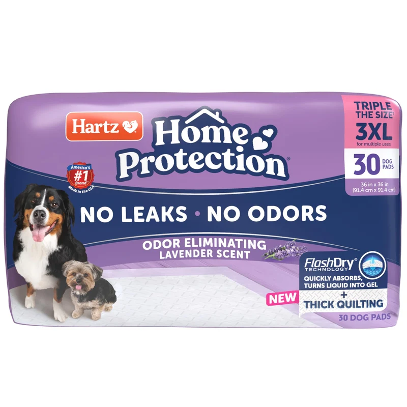 Hartz Tapis Chien 3XL Lavande – Protection Sans Fuite, Absorption Élevée (Lot 30)