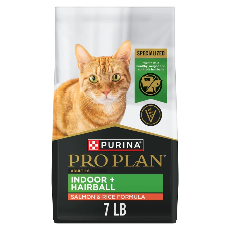 Purina Pro Plan Gestion des boules de poils – Chat d’intérieur, saumon et riz, sac 3,2 kg