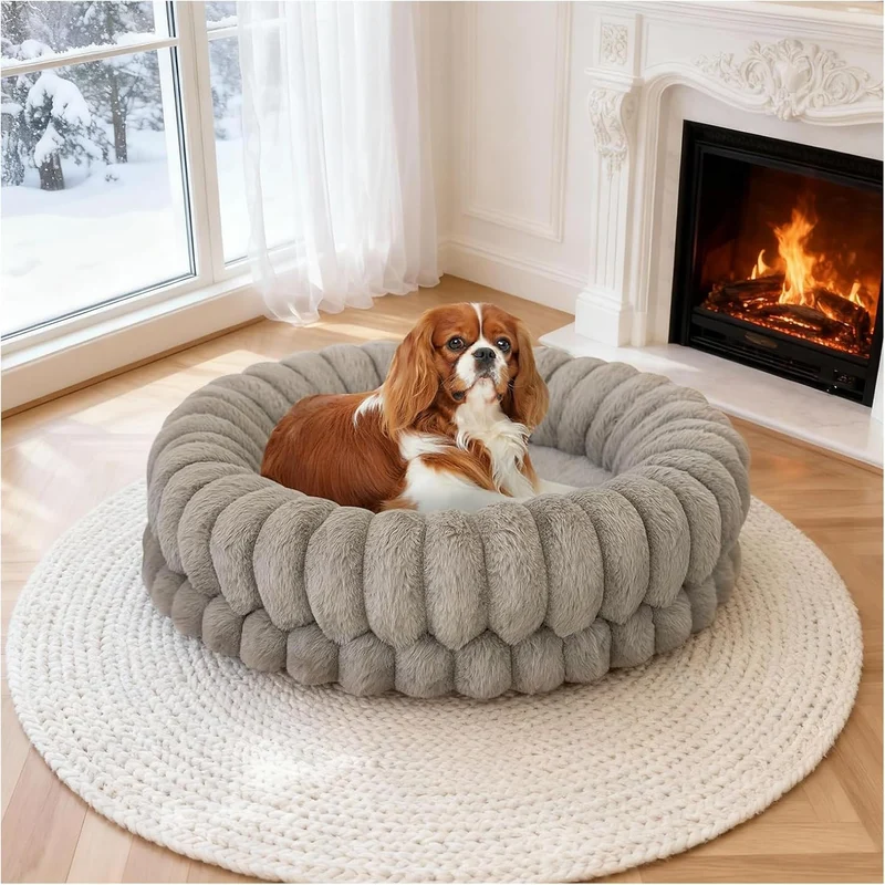 BALANCE Lit Donut de Luxe 24 Pouces – Orthopédique et Calmant pour Chiens et Chats – Couleur Avoine
