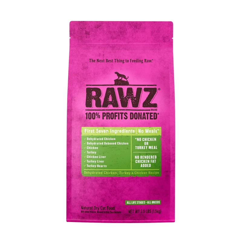 Rawz Poulet et Dinde Séchés — Repas Naturel pour Chat sans céréales, 3,5 lb