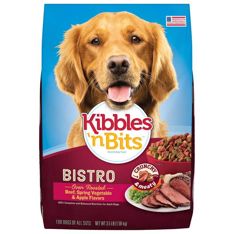 Kibbles 'n Bits Bistro – Croquettes pour chien adulte Boeuf rôti, légumes printaniers et pomme, 4x3,5 lb