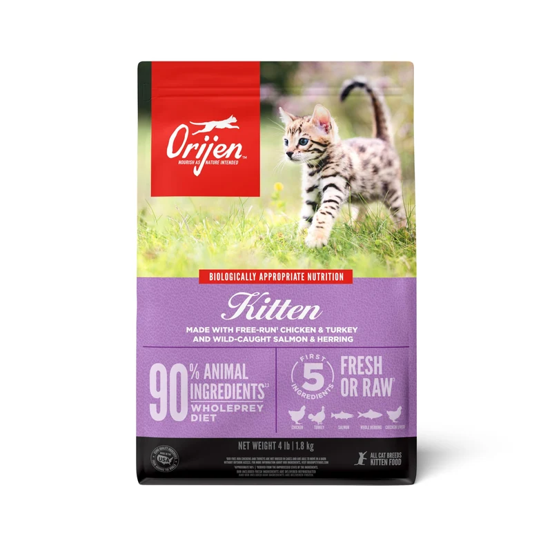ORIJEN Alimentation sèche chaton – Sans céréales, haute protéine, sac premium 4 lb