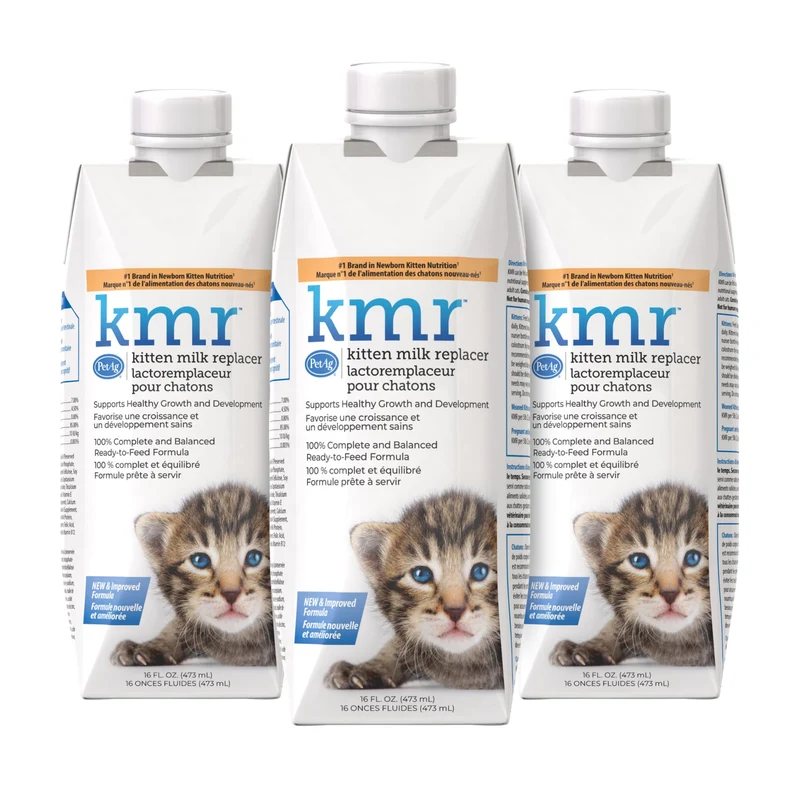PetAg KMR Lait Chaton – Pack de 3, 473 ml, Prêt à Servir, Formule Facile à Digérer