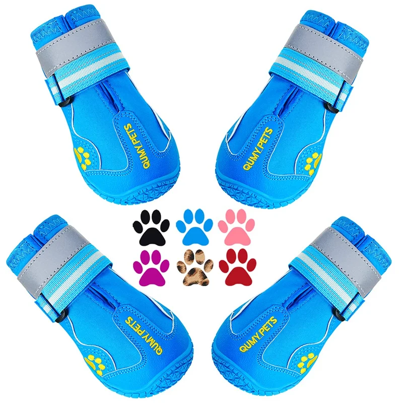 QUMY Bottes pour Chien – Grandes Tailles et Tailles Moyennes, Protège-Pattes Étanches et Antidérapantes