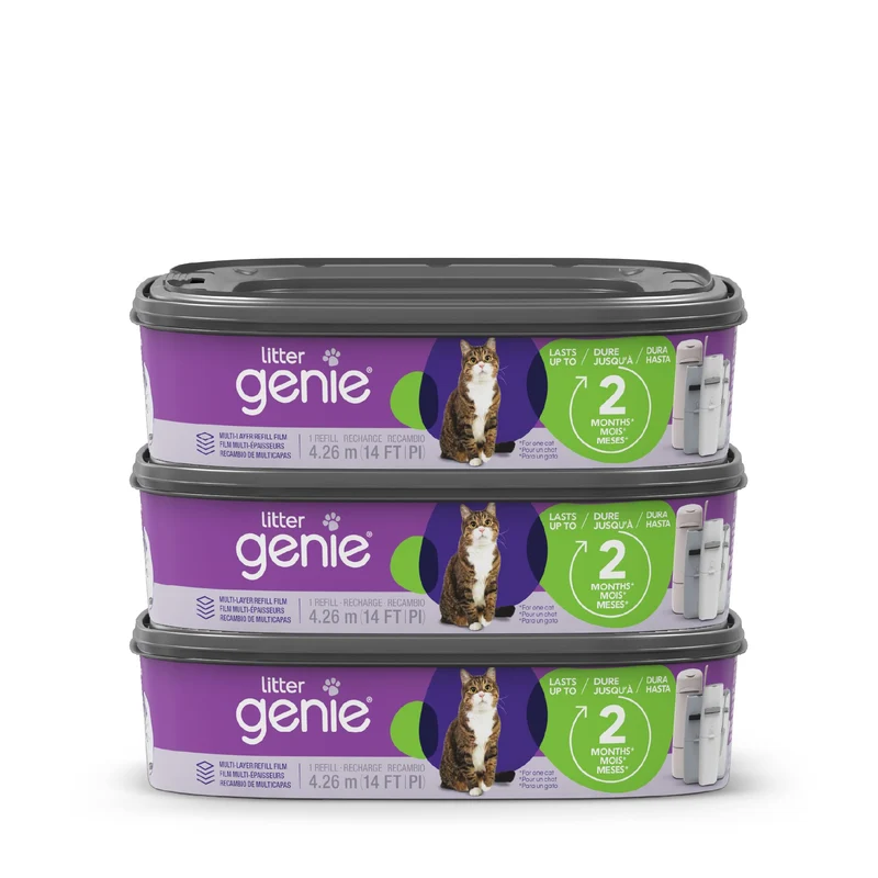 Sacs de Refill Litter Genie Standard – Pack de 3, 28 pieds, jusqu’à 6 mois d’approvisionnement | Contrôle maximal des odeurs pour la litière de chat