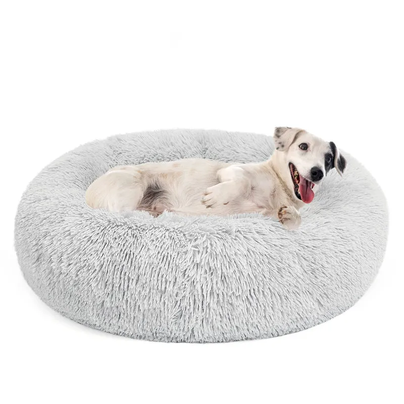 MIXJOY lit orthopédique rond en forme d'anneau pour chiens et chats – Gris ultra doux (20/23/30 pouces)