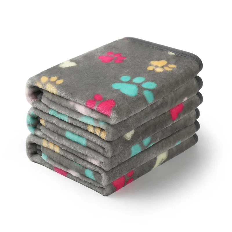 Luciphia Lot de 3 Couvertures Peluche Premium – Imprimé Patte Gris, Taille Grande 41x31''