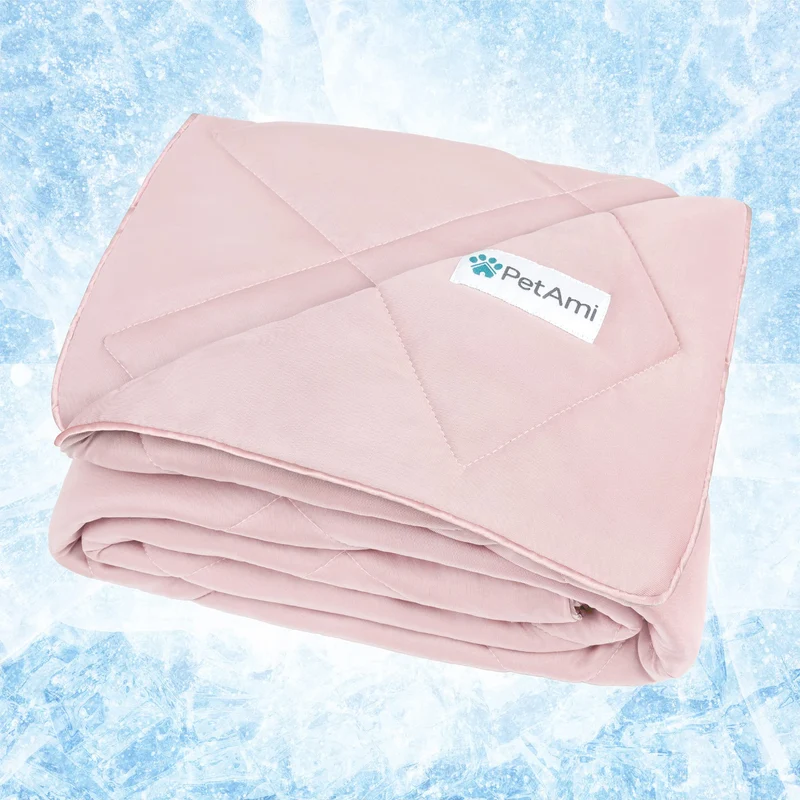 PetAmi Couverture Refroidissante Premium – Douce, Réversible et Légère, 29x40 cm, Rose