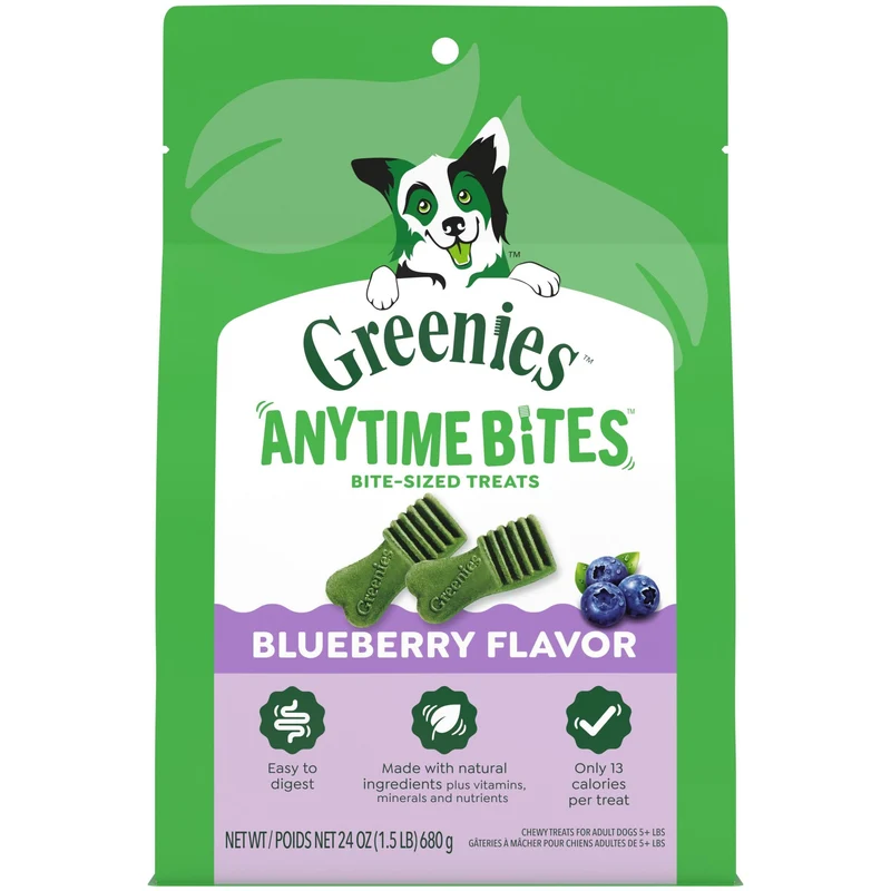 Greenies Anytime Bites – Friandises pour chien Saveur Myrtille, Entraînement, Sac de 680 g