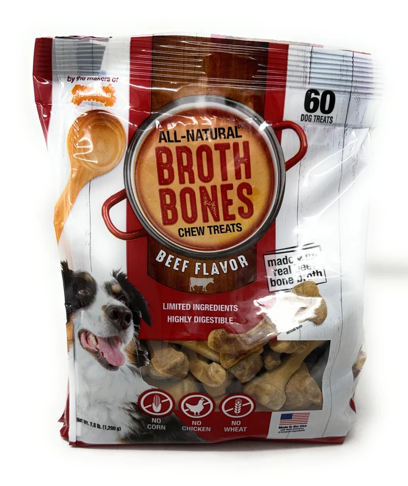 Nylabone Os de Bouillon Boeuf pour Chiens – 60 bouchées, 1,18 kg