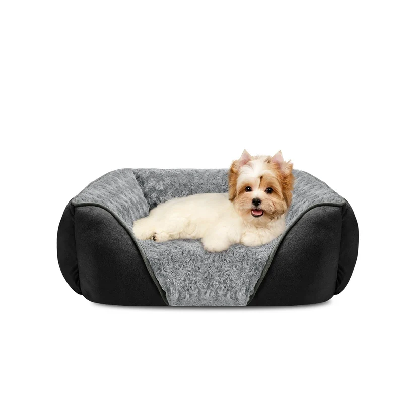 INVENHO Lit Petit Chien Rectangulaire Lavable – Confort Orthopédique et Anti-Dérapant