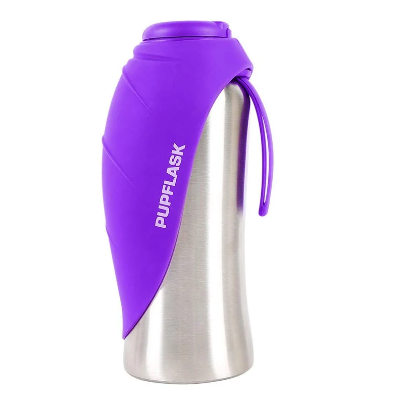 Tuff Pupper PupFlask – Gourde pour chien en acier inoxydable 27 oz ou 40 oz | Distributeur portable sans fuite | Bol pliable