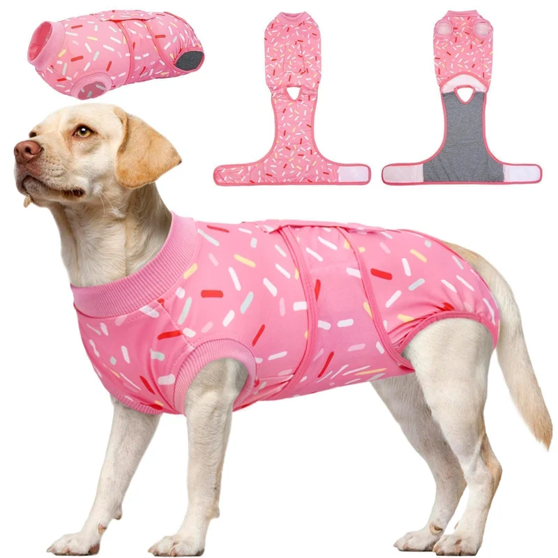 Kuoser Combinaison de Récupération pour Chien et Chat – Vêtement post-op rose, tailles XS–2XL