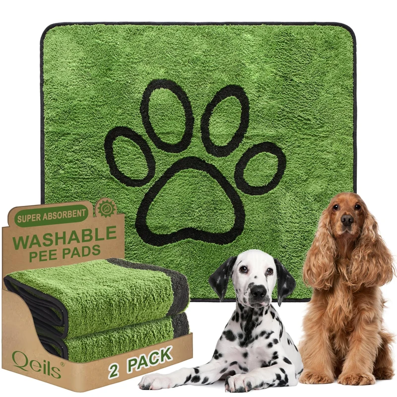 Tapis-pipi réutilisables pour chien – Qeils, lot de 2, absorption rapide et anti-fuite, 122 cm x 122 cm
