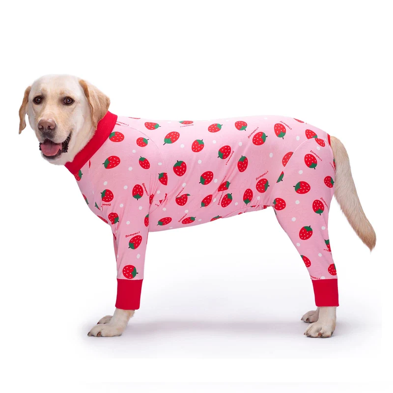 Yeapeeto Combinaison récupération chien 3XL Strawberry — Cône alternatif, confort