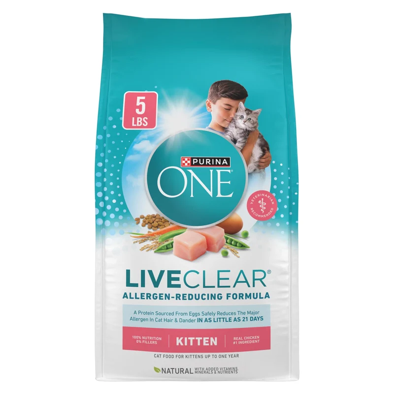 Purina ONE LiveClear – Croquettes Chaton Réduisant les Allergènes (Poulet, 5 lb)