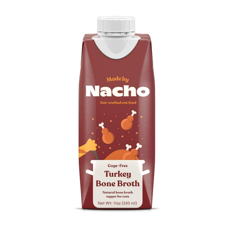 Made by Nacho Bouillon d’os pour chats – Dinde, Hydratation et Saveur pour chats gourmands – Lot de 4 bouteilles 325 ml