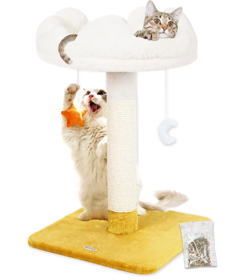 Happi N Pets – Grattoir 28 po avec lit nuage pour chats d’intérieur