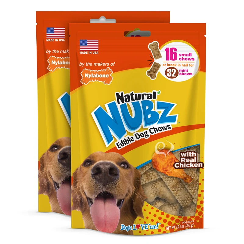 Nylabone Nubz – Os dentaires poulet pour petits chiens, 32 pièces, fabriqué aux États-Unis