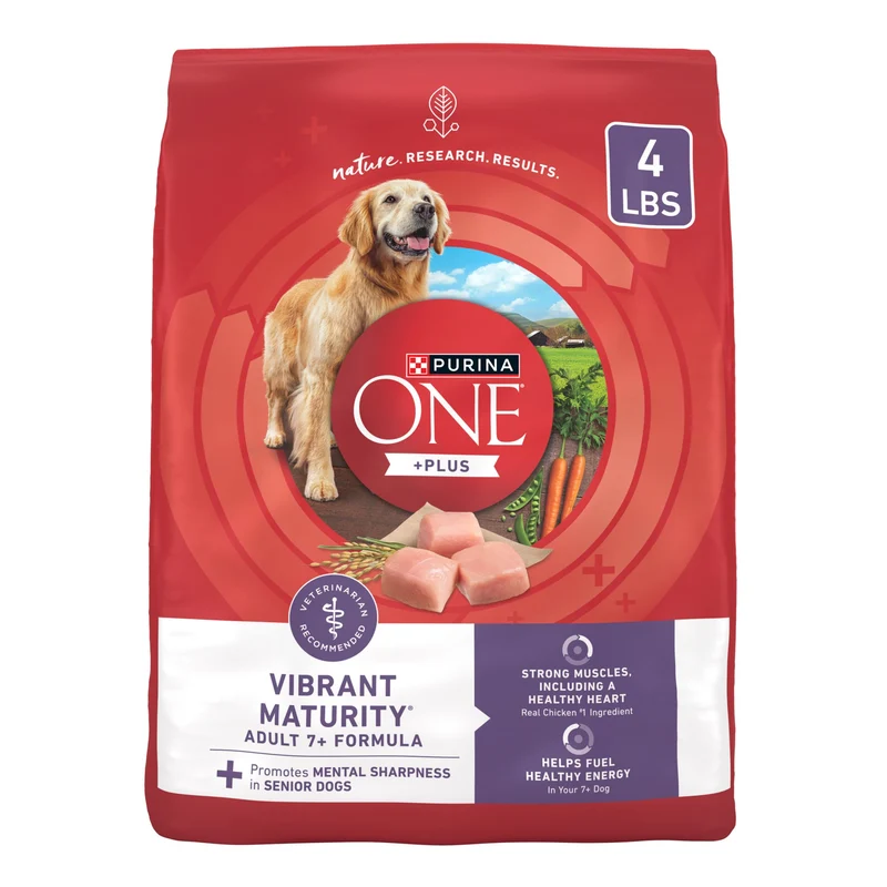 Purina ONE Croquettes Haute Protéine Senior Plus Vibrant Maturité Adulte 7+ – Pack de 4 sacs de 1,8 kg