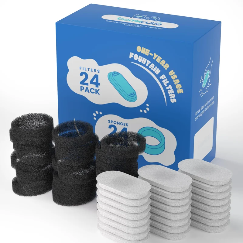 Tomxcute Filtres Officiels pour Fontaine Chat - Pack 48, 3 Couches, 1 an | BE-0004/PET-0004 Compatibles