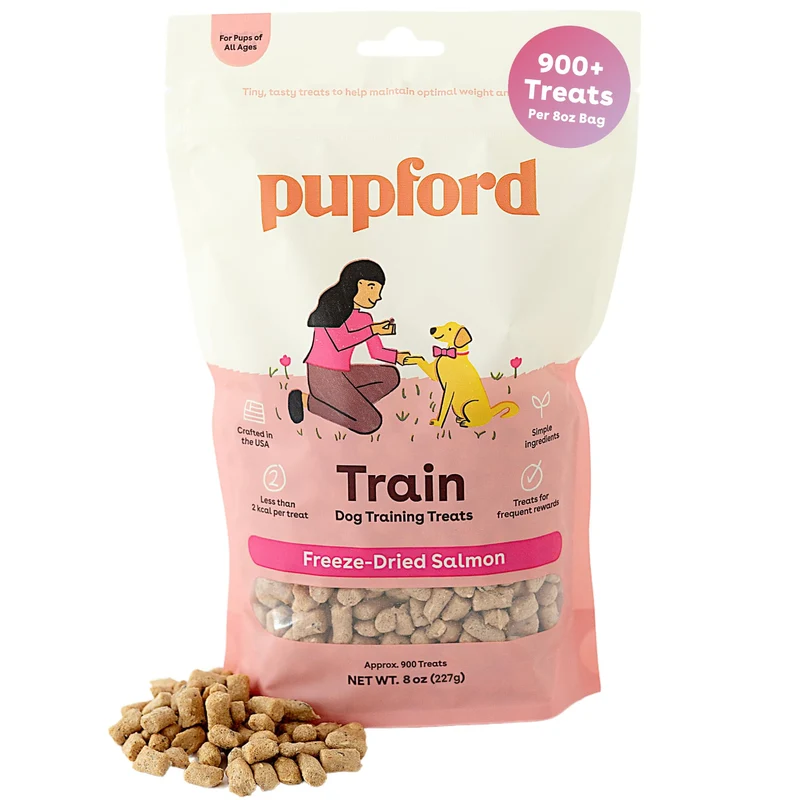 Friandises de dressage lyophilisées Pupford au saumon – 900+ bouchées, 2 ingrédients, 8 oz