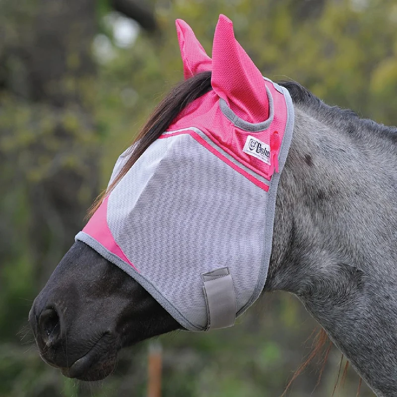 Cashel Crusader – Masque anti-mouches cheval rose avec oreilles | Confort et protection ultraviolette 70%