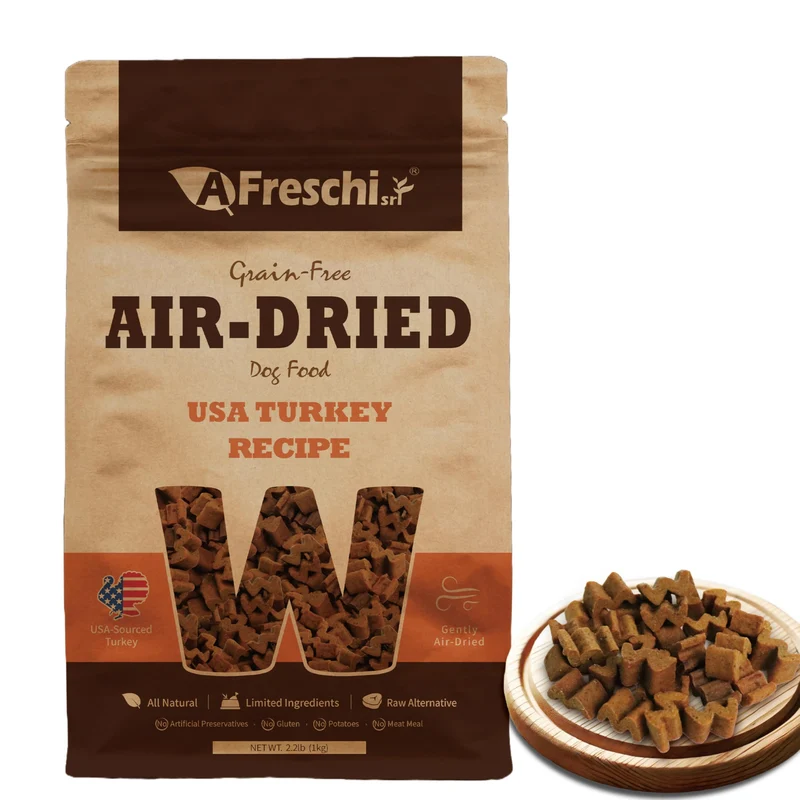 Aliments Air-Dried A Freschi srl — Dinde réelle, Sans céréales, Protéines élevées | Pour chiots et chiens adultes | Sachet 1 kg