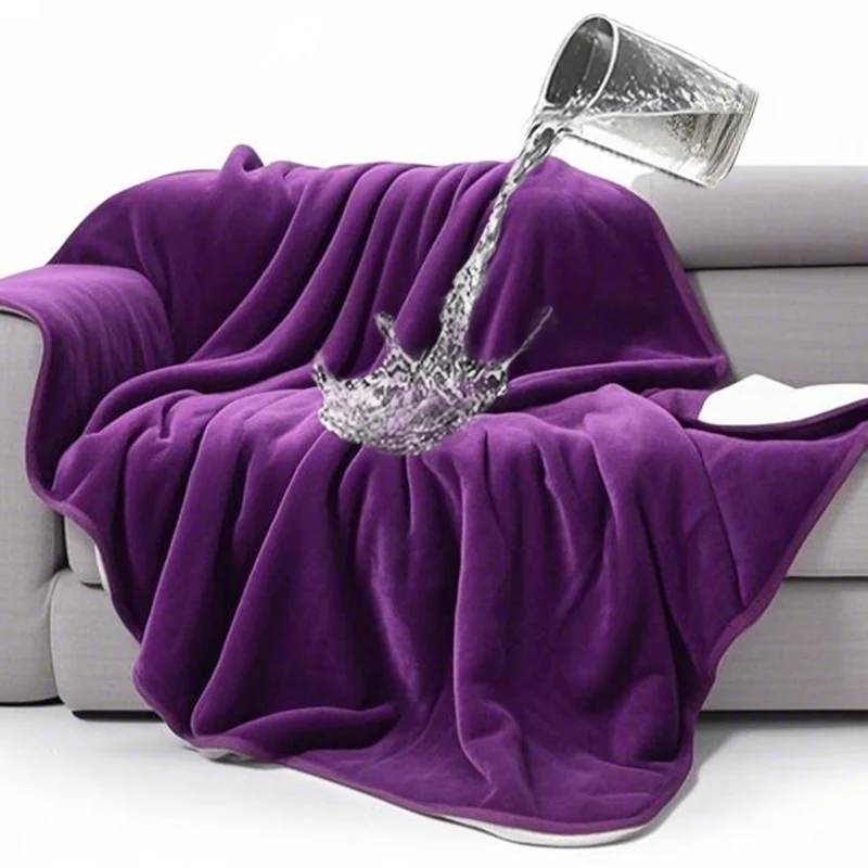 gogobunny Couverture de lit imperméable et réversible Sherpa – 50x60 po (violet foncé)