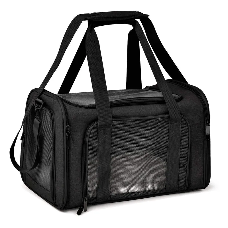 Henkelion Porte-chat et Porte-chien – Sac de transport souple jusqu’à 15 lb, conforme aviation, pliable, noir