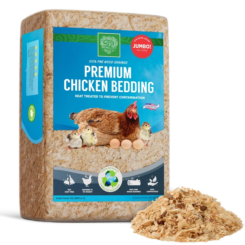 Small Pet Select copeaux de pin – Litière poulailler 141L pour poules et poussins – Naturelle et peu poussiéreuse