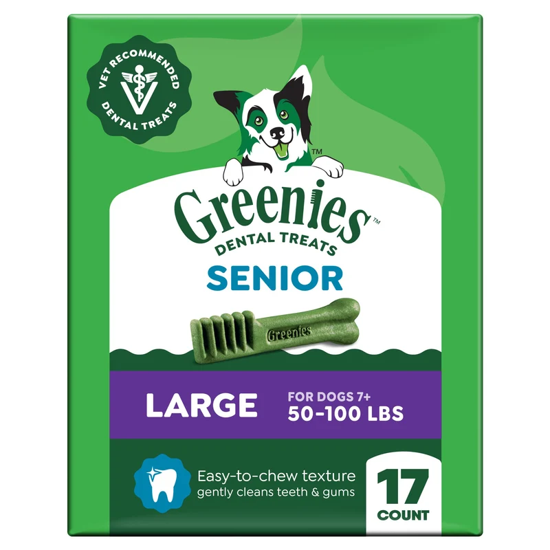 Friandises dentaires Greenies pour chiens – Aging Care Adulte Grand format, 27 oz, 17 pièces – Recommandé par les vétérinaires