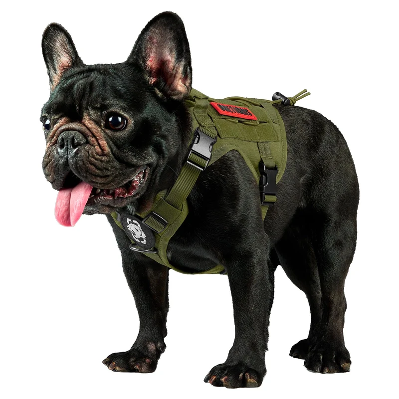 OneTigris Harnais Chien Tactique Sans Tirage – Vert Ranger XS