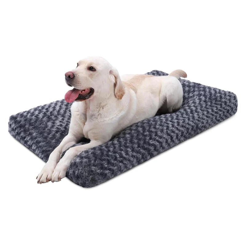 KSIIA Lit pour Chien Deluxe Lavable 41 x 27 po — Velours Rose, Base Antidérapante, Confort Premium