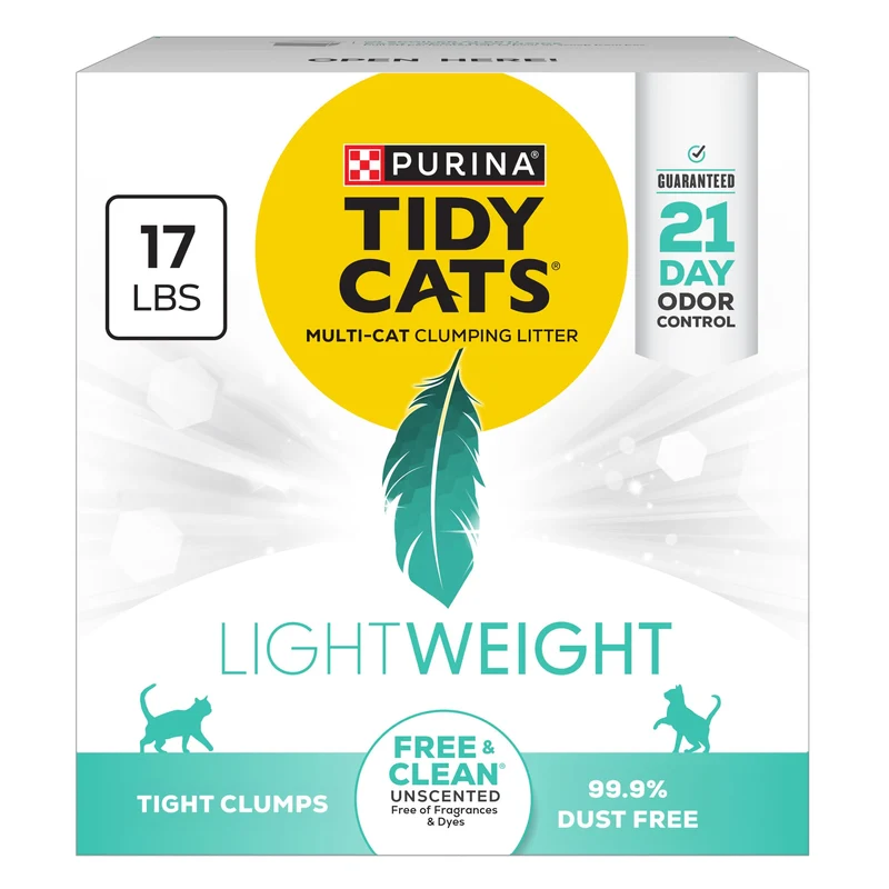 Purina Tidy Cats LightWeight Free and Clean Sans Parfum – Multi-Chat, Litière Agglomérante, 17 lb