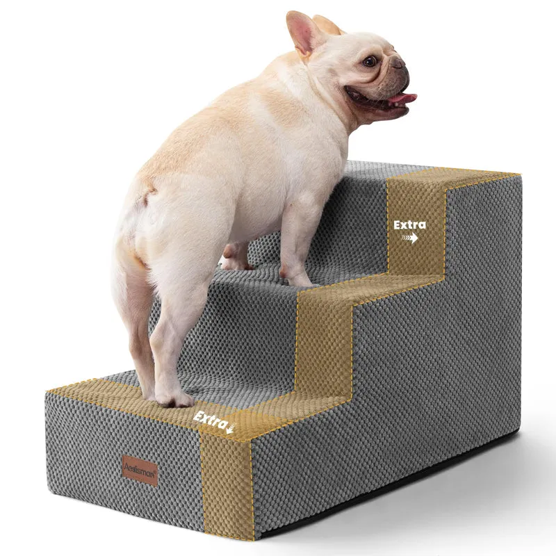 Aodisman Escalier pour chiens et chats – 3 étapes extra larges, antidérapant, gris, hauteur 15,7 po