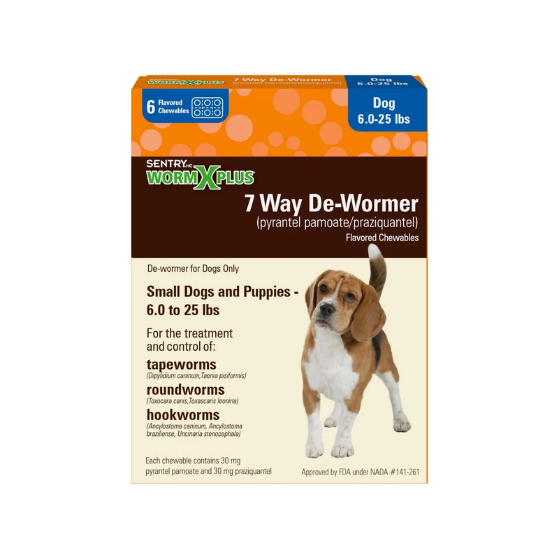 WORM X PLUS 7 Voies Déparasitantes pour Chiens — Comprimés à Croquer pour Chiots et Petits Chiens (6 à 25 livres)