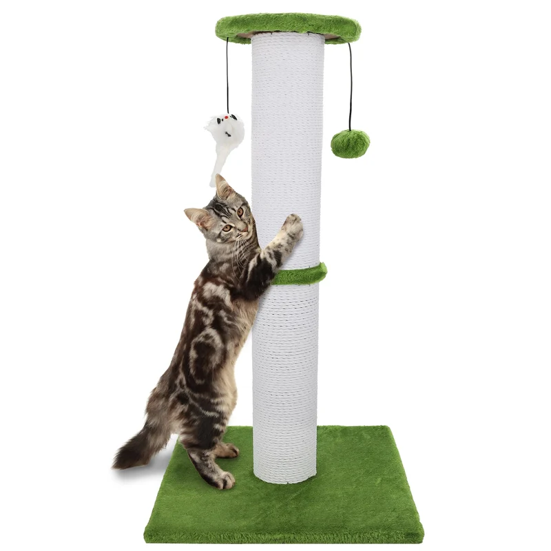 Ahomdoo Poste Griffage Chat 34 Pouces – Vert Brillant, Sisal et Balle Pendante