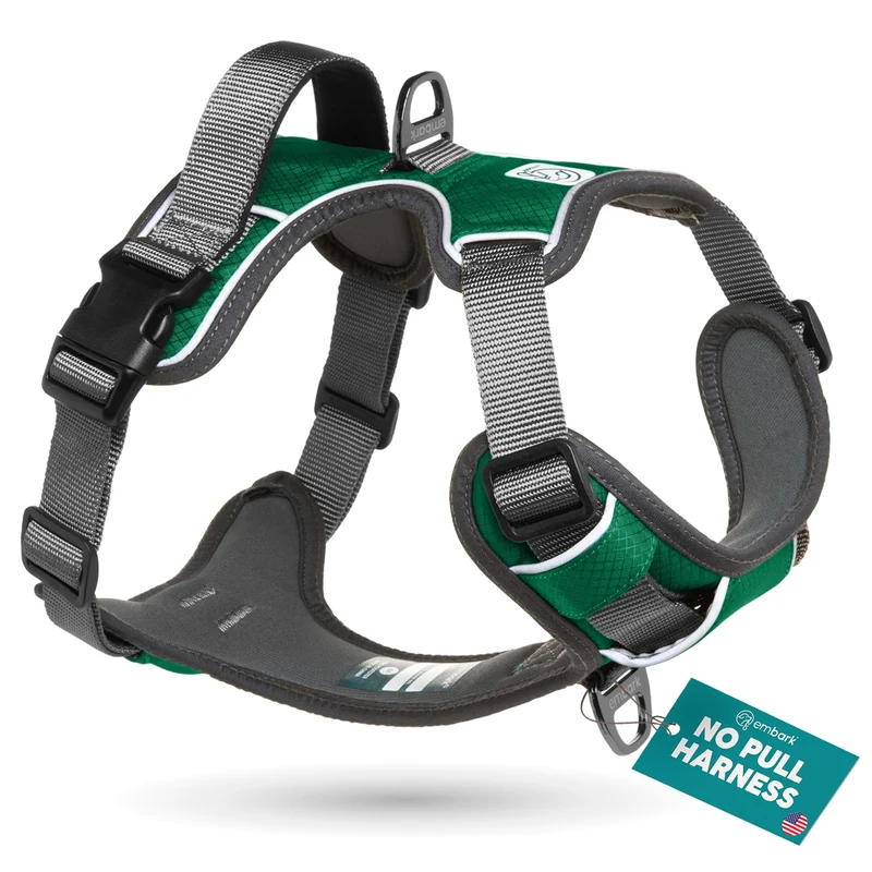 Embark Pets Harnais Aventure Moyen – Pas de Tirage, Liseré Réfléchi, Nylon Militaire, Poignée Gel et Attache Frontale