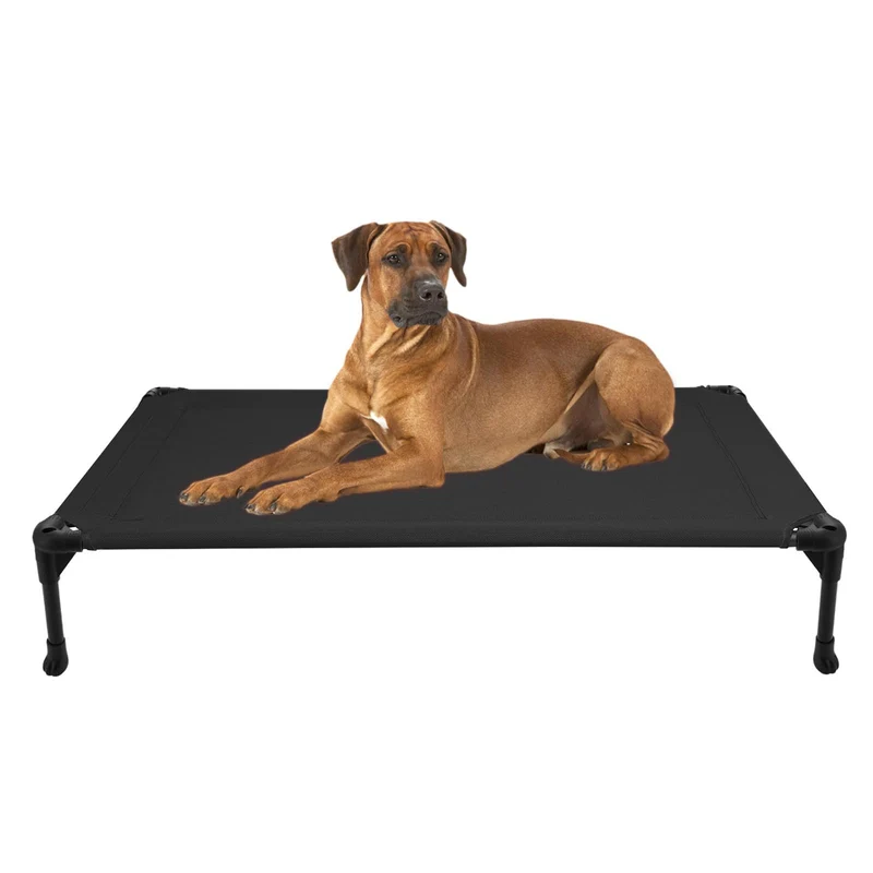 Veehoo Lit Chien Extérieur Élevé 42x30 – Grand Modèle, Tissu Respirant