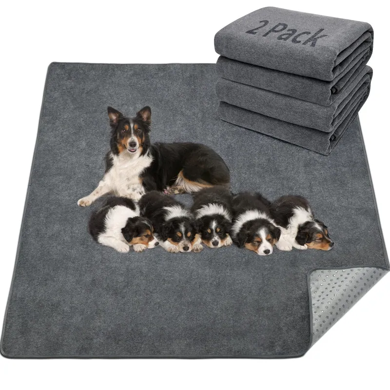 LOOBANI Tapis Lavable pour Chien – 2 Packs Antidérapants 31x36 pouces Gris